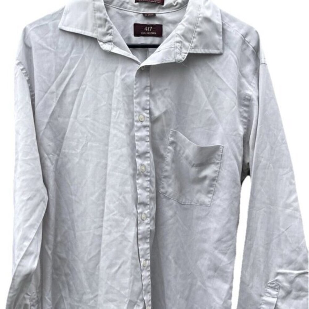 Vintage van Heusen 417 Men’s Sz L / 17 Button Shirt long sleeve Light Gray